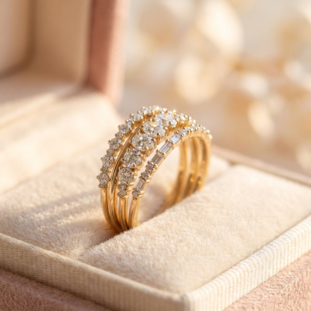 Vintage Elegant Zirconia Ring Set