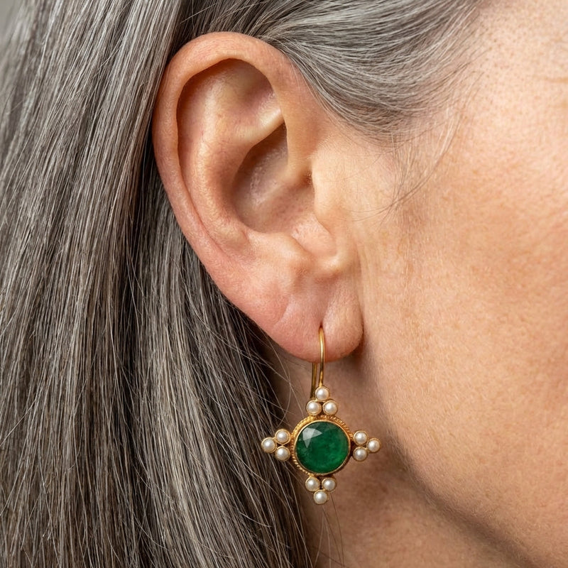 Emerald Pearl Earrings