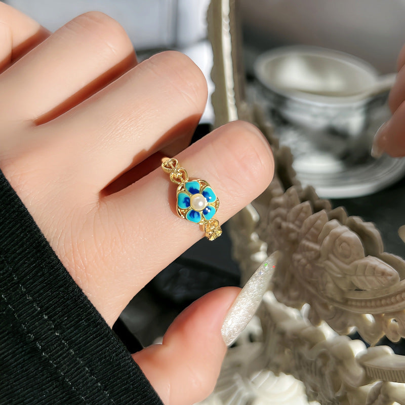 Vintage Enamel Flower Ring