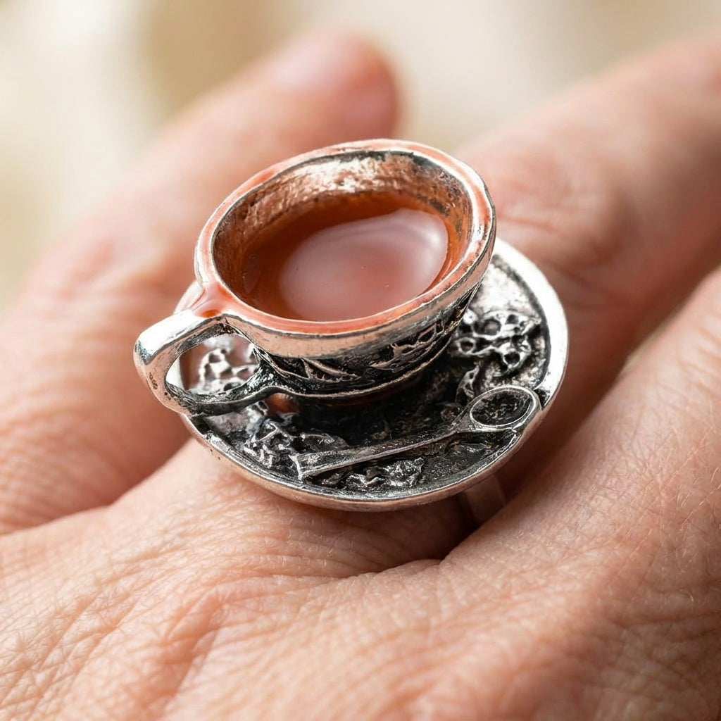 Enamel Teacup Ring
