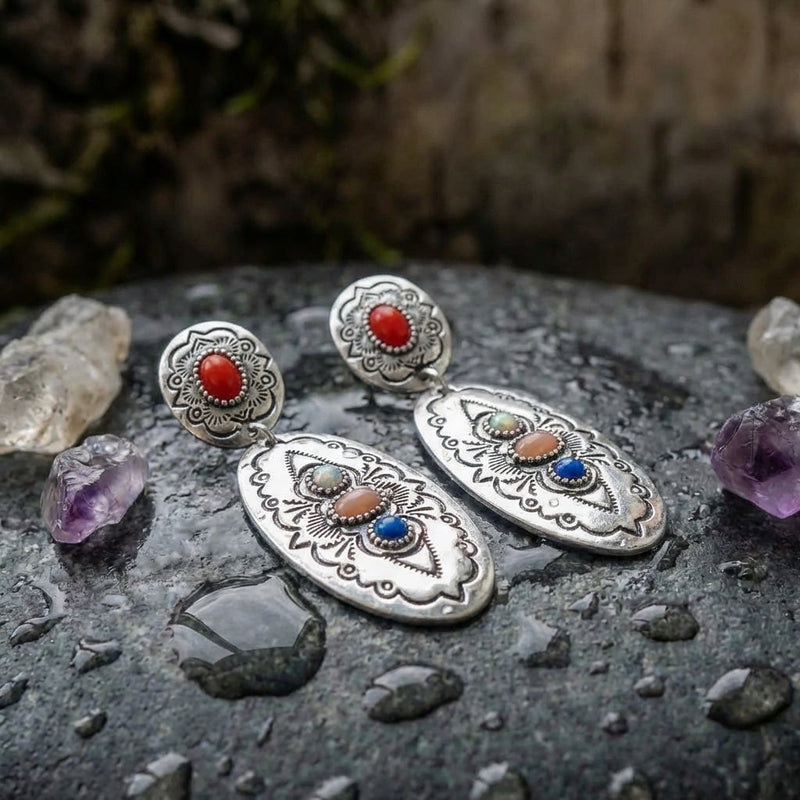 Vintage Gemstone Ethnic Earrings