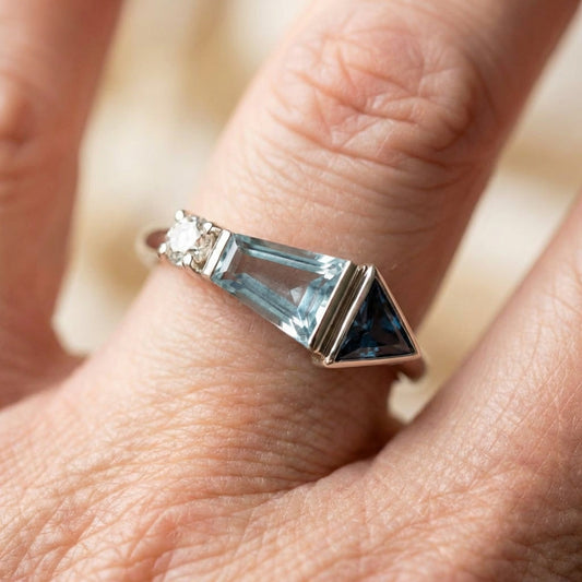 Geometric Aquamarine Ring