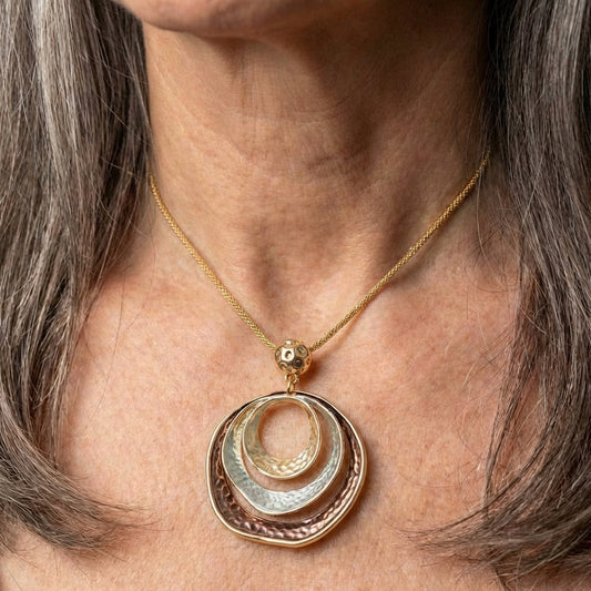 Gold & Bronze Layered Circle Necklace