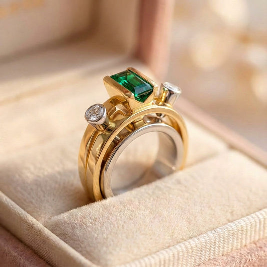 Vintage Gold Square Emerald Ring