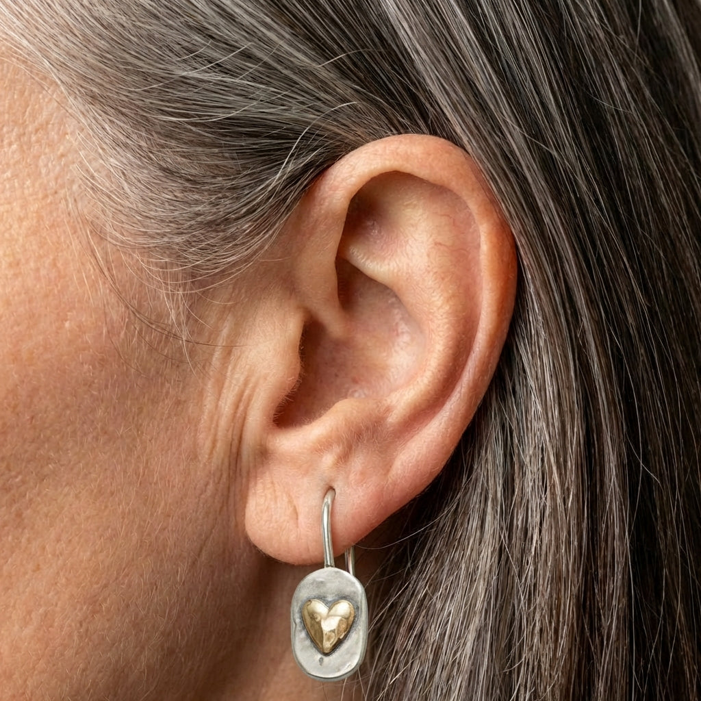 A Golden Heart Silver Earrings Set