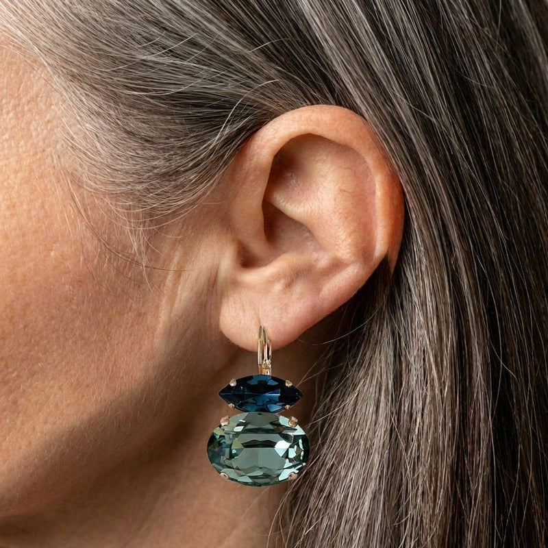 A Green & Blue Glass Earrings