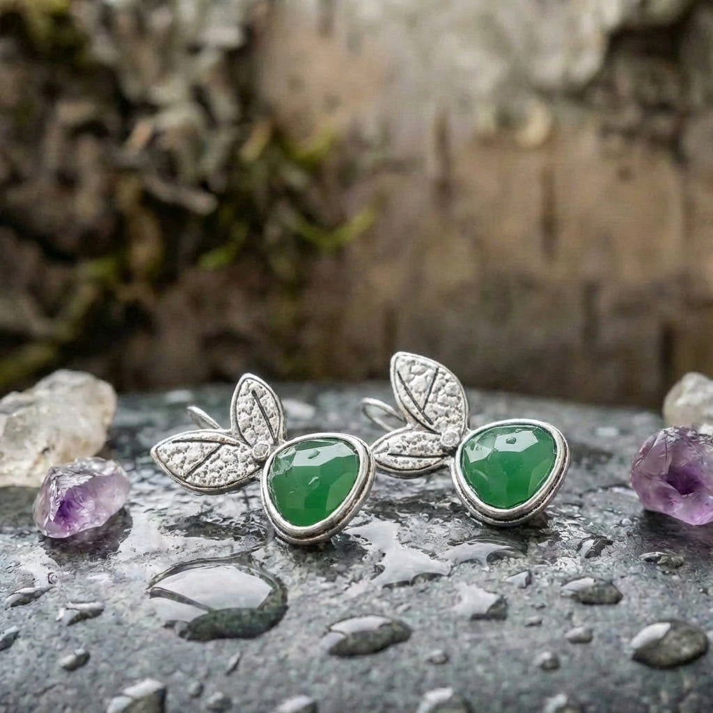Vintage Green Leaf Earrings