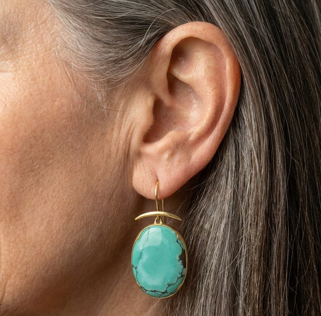 Vintage Green Stone Dangle Earrings