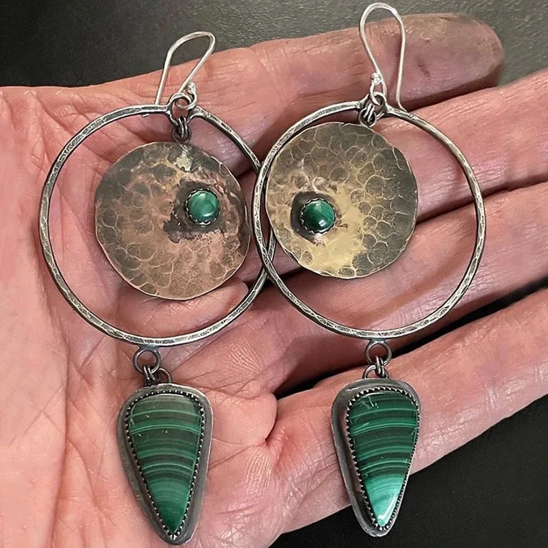 Vintage Green Stone Earrings