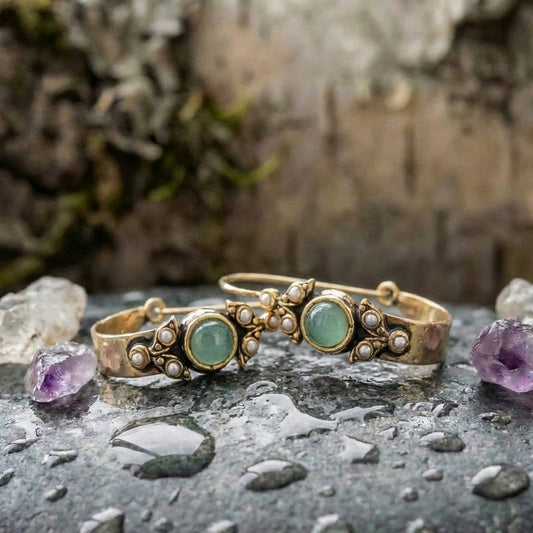 Vintage Green Stone Earrings
