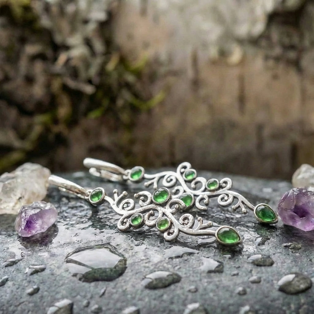 Vintage Green Stone Earrings