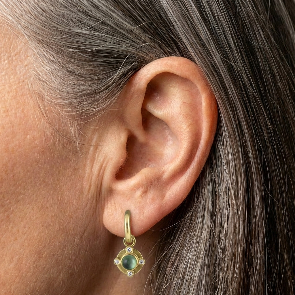 Green Zirconia Gold Earrings