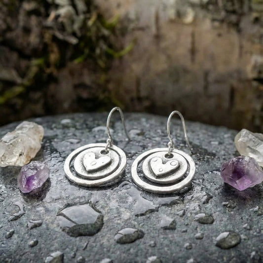 Vintage Heart Pendant Earrings