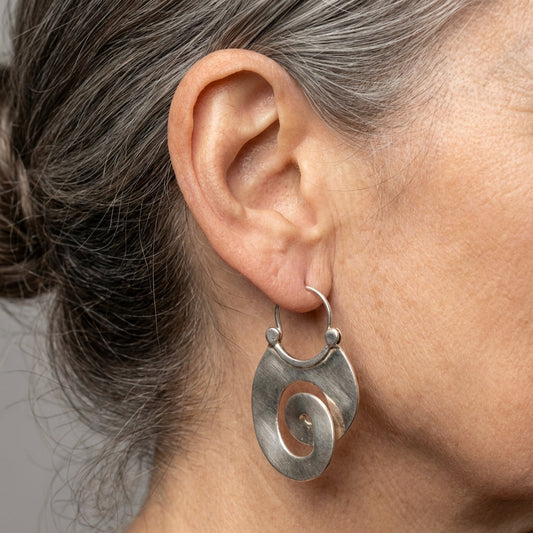 Irregular Form Silver Earrings