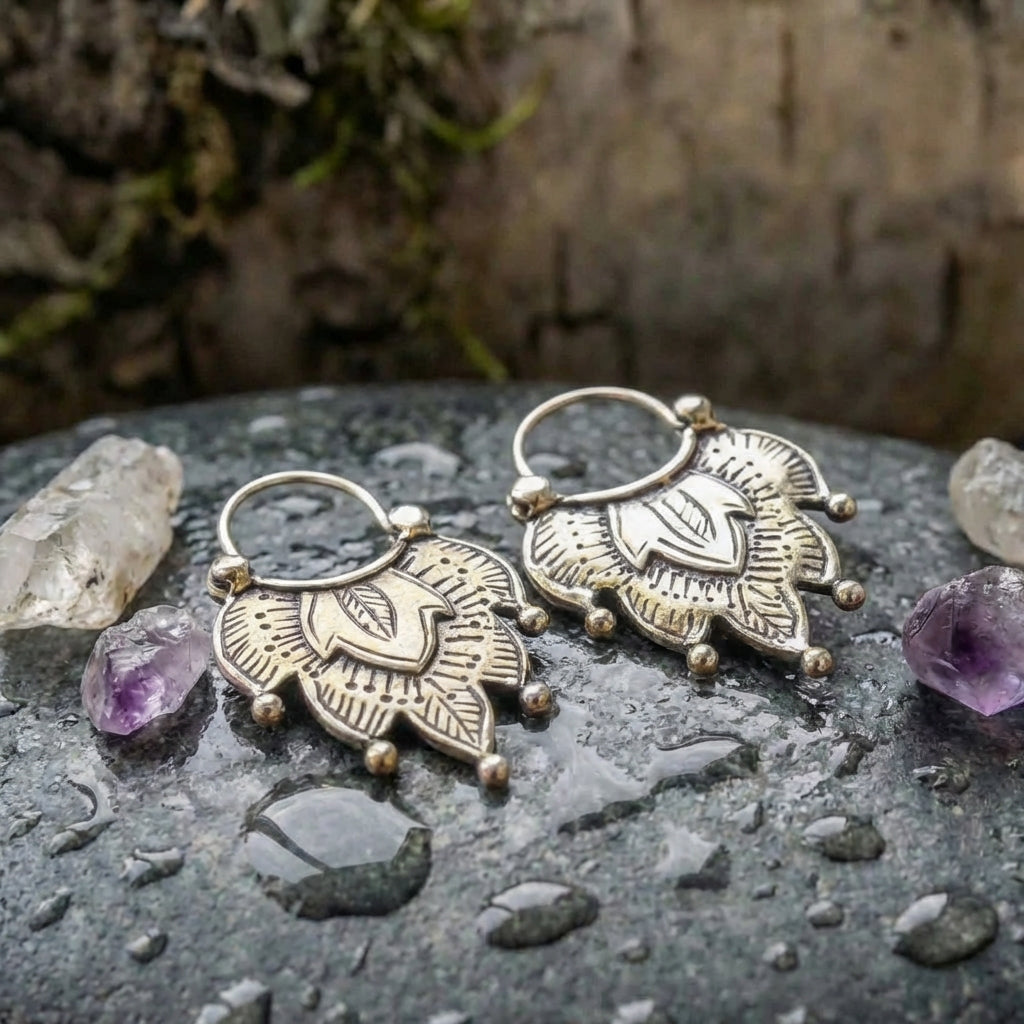 Vintage Leaf Hoop Earrings