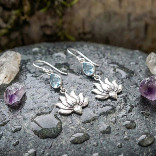 Vintage Lotus Dangle Earrings
