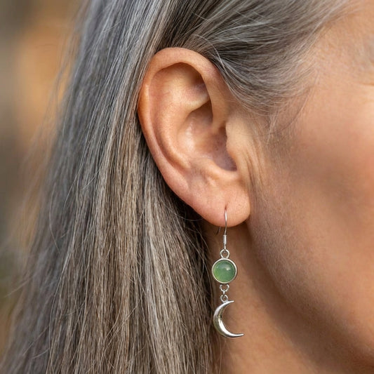 Moon Green Stone Earrings