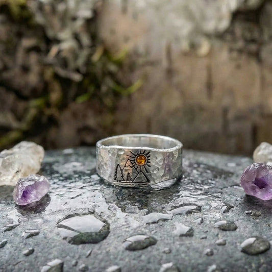Vintage Mountain Sunset Ring