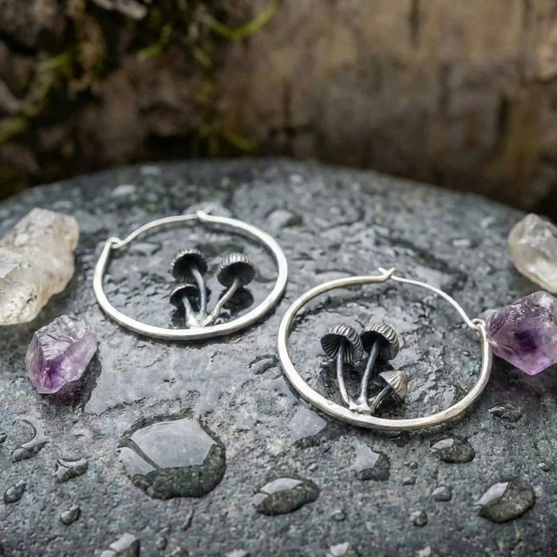 Vintage Mushroom Hoop Earrings