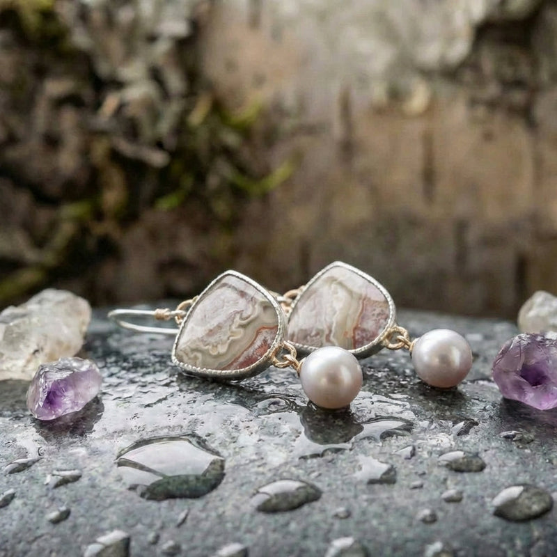 Vintage Natural Stone Pearl Earrings
