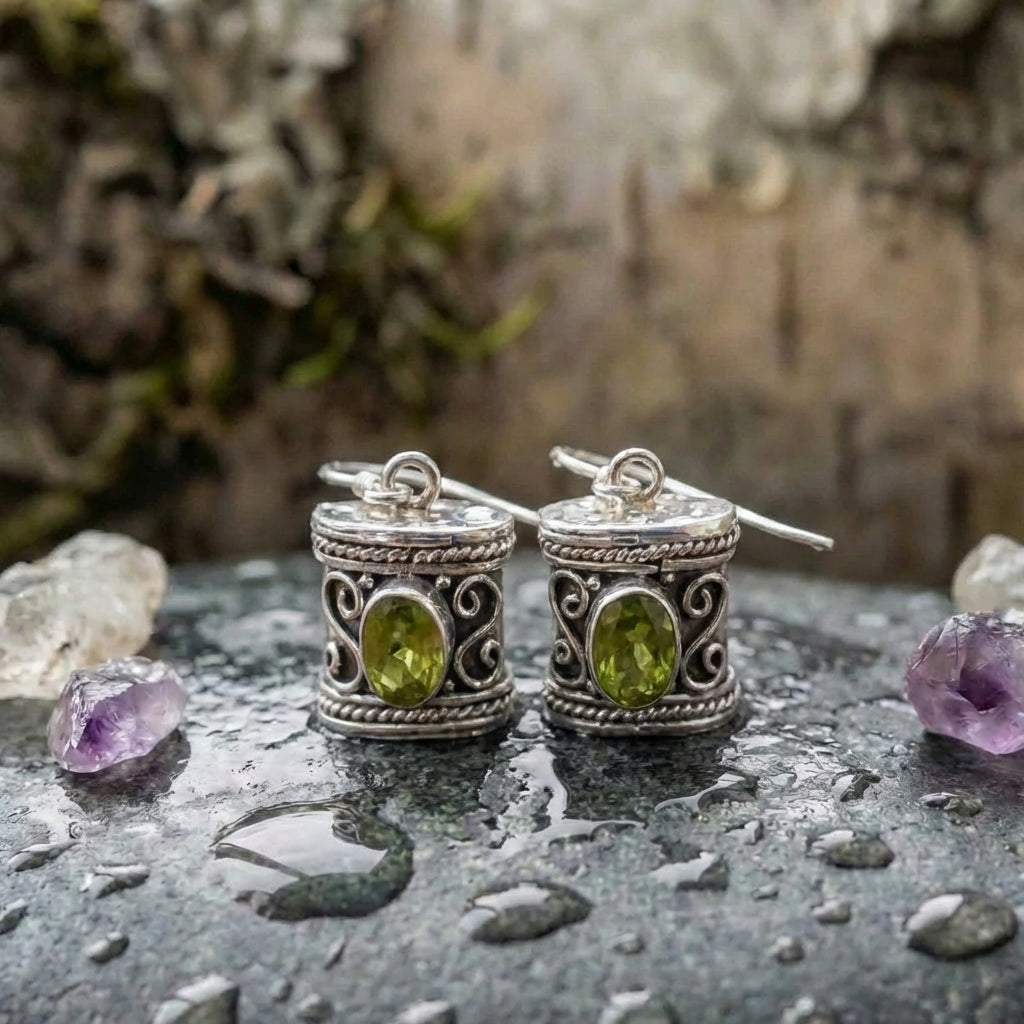 Vintage Olive Stone Earrings