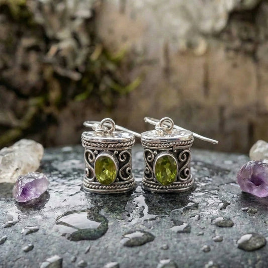 Vintage Olive Stone Earrings