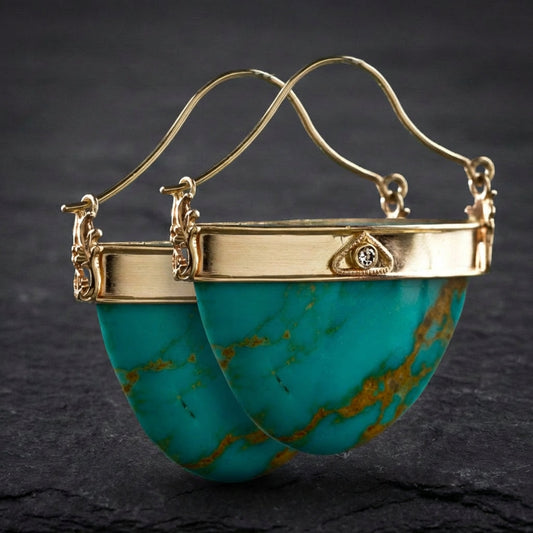 Vintage Opal Crest Gold Earrings