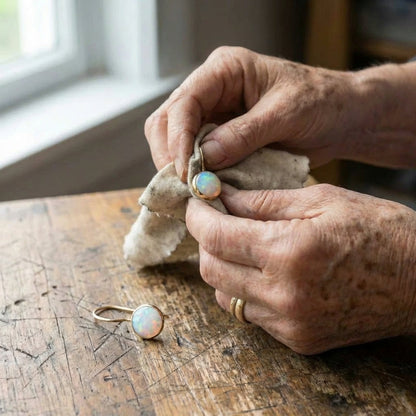 Vintage Opal Stone Gold Earrings