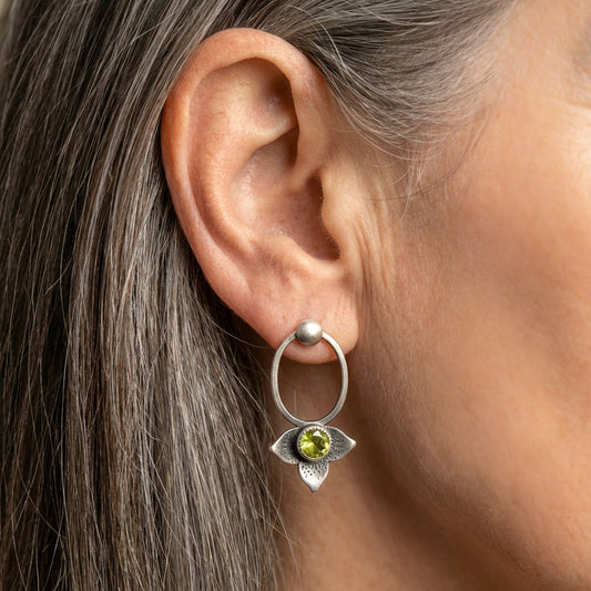 Peridot Flower Earrings