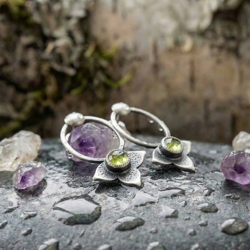 Vintage Peridot Flower Earrings