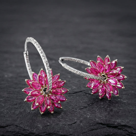 Vintage Pink Flower Earrings