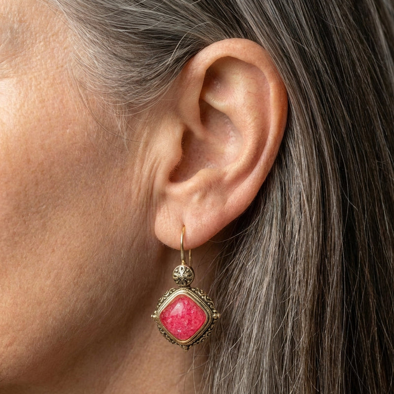 Pink Stone Earrings
