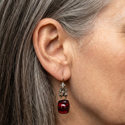 Vintage Red Bright Stone Earrings