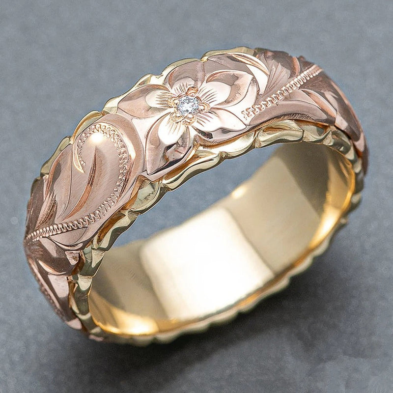 Vintage Rose Gold Flower Ring