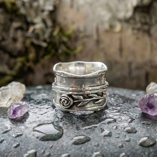 Vintage Rose Silver Ring