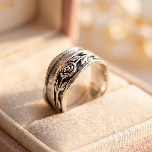 Vintage Rose Silver Ring