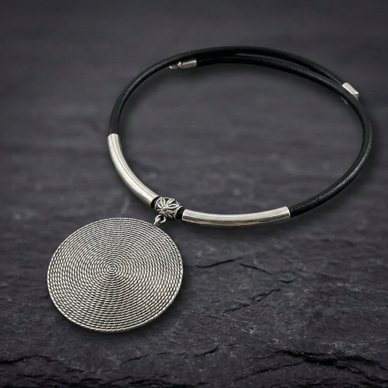 Vintage Silver Disc Necklace