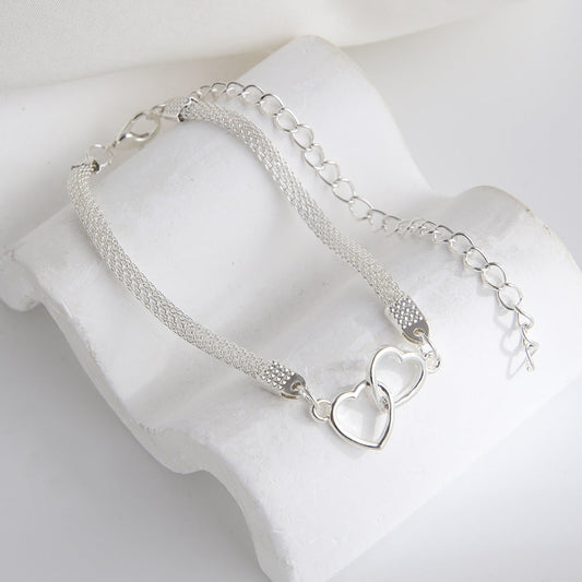 Vintage Silver Double Heart Charm
