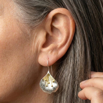 Vintage Silver & Gold Petal Earrings