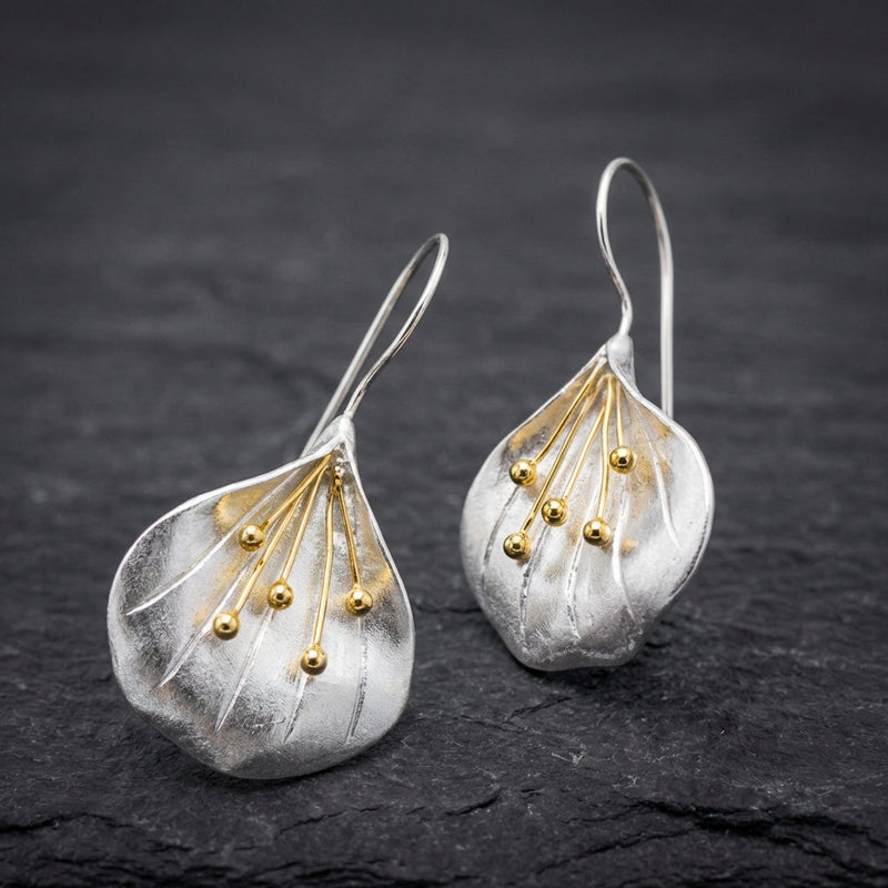 Vintage Silver & Gold Petal Earrings