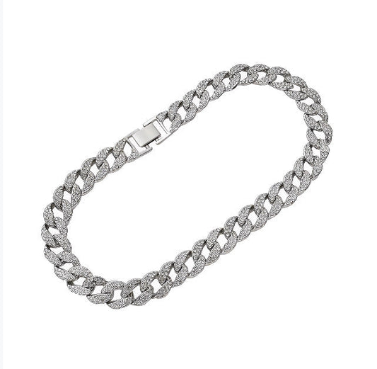Vintage Silver Iced Out Crystal Link