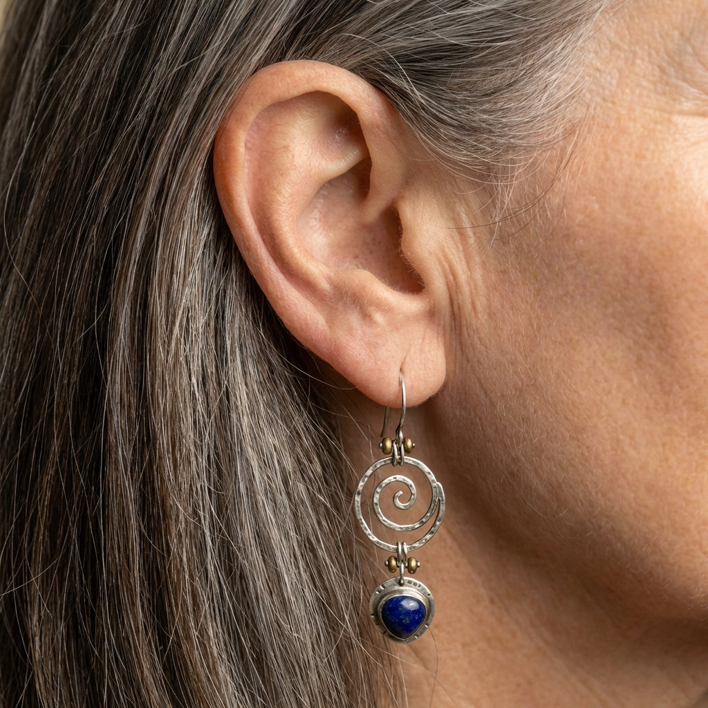 Spiral Lapis Earrings