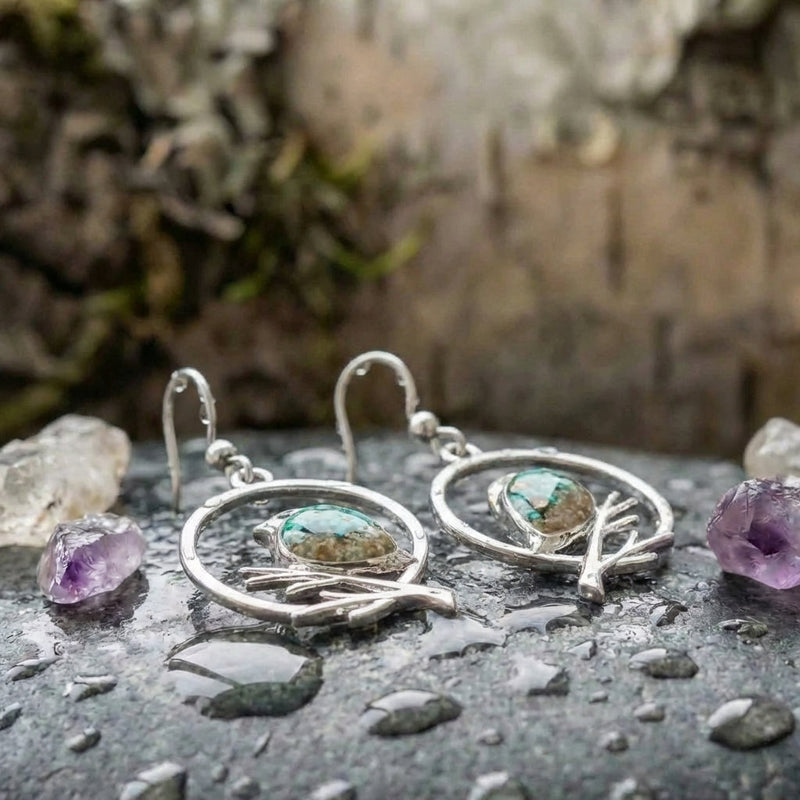 Vintage Turquoise Bird Earrings