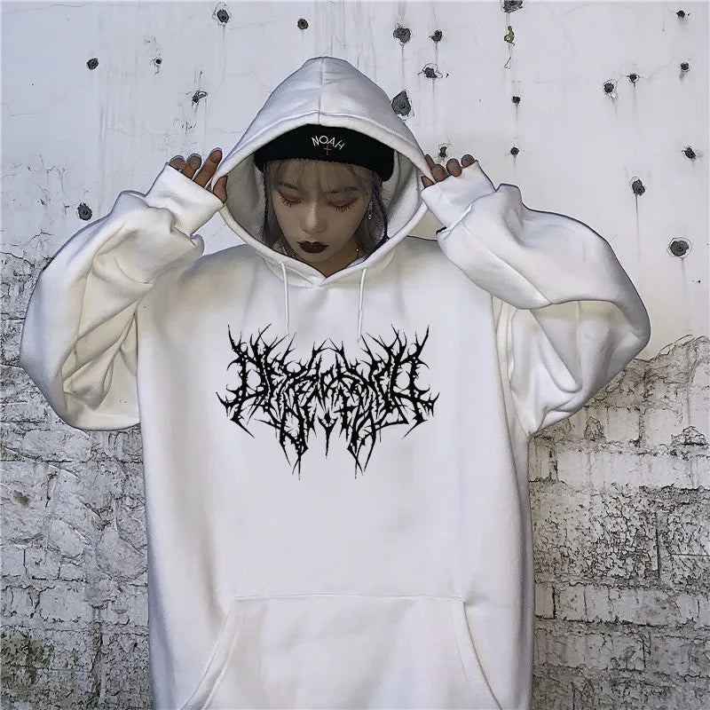 Hoodie Pullover Sweatshirt Autumn Cotton Hoodies Gothic Hip Hop Oversize Winter Clothes Sweater Female Top