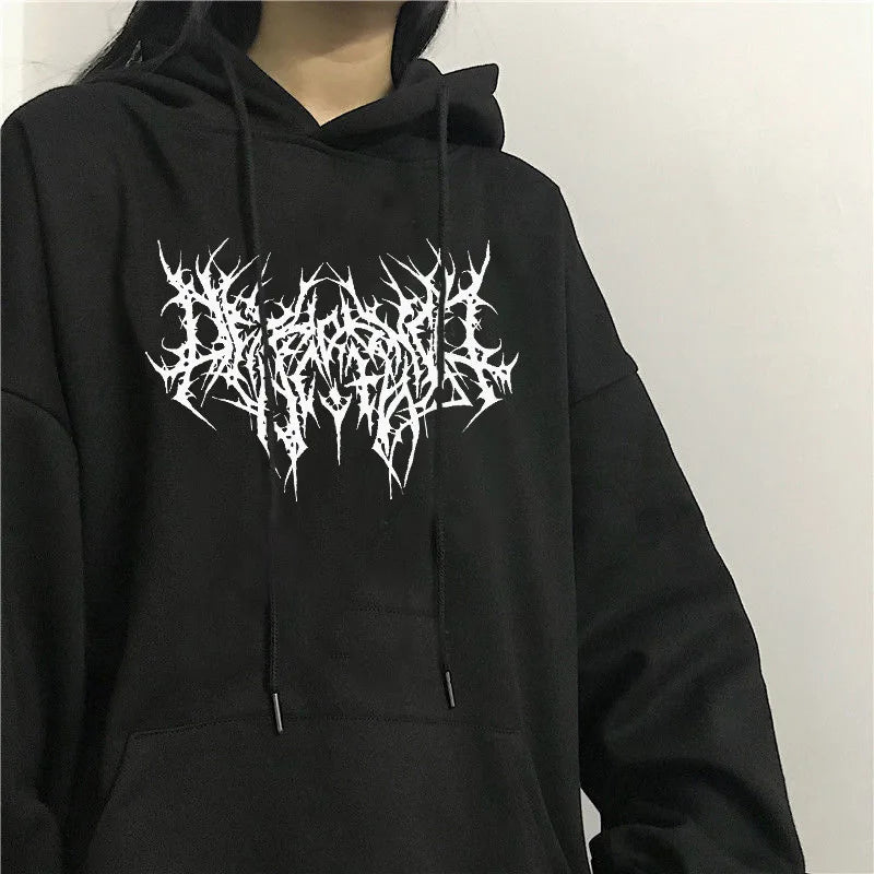 Hoodie Pullover Sweatshirt Autumn Cotton Hoodies Gothic Hip Hop Oversize Winter Clothes Sweater Female Top
