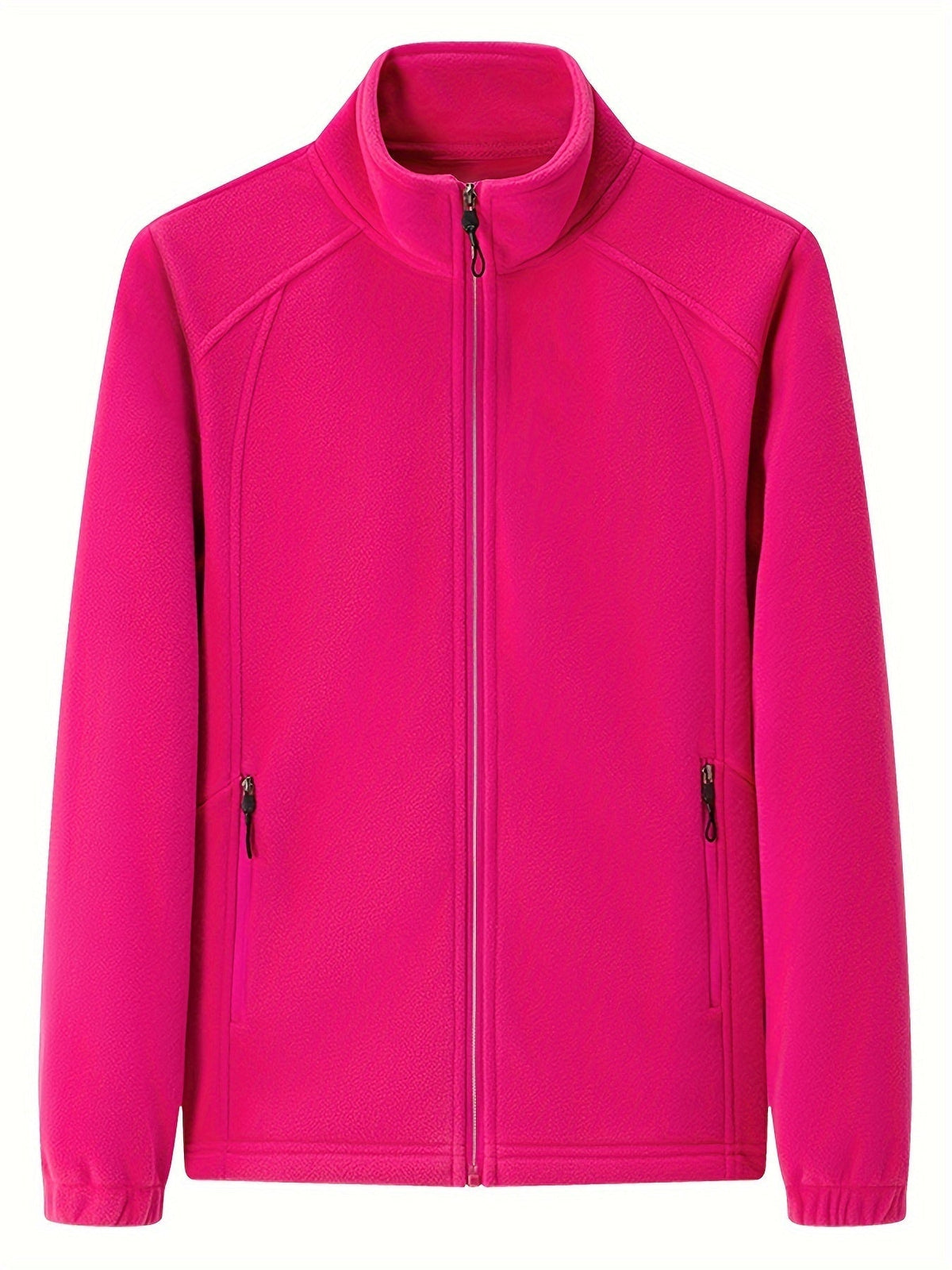 Plush women's outdoor jacket with stand-up collar and long sleeves