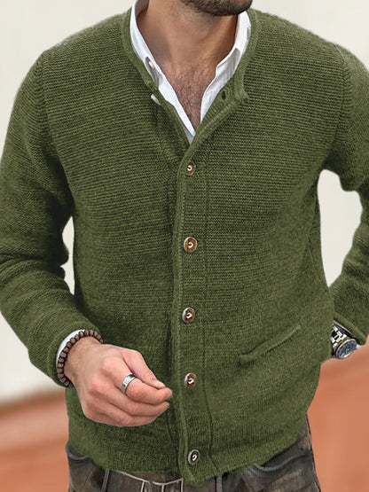 Men's Vintage Crew Neck Cozy Sweater Cardigan artswardrobe