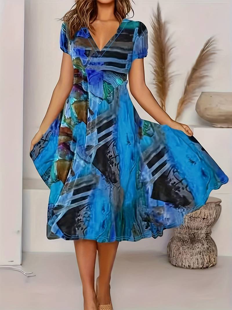 KS | Bohemian summer dress with V-neckline