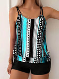Striped printed tankini