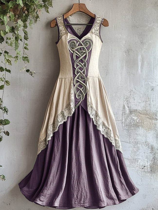 Viking Tribal Celtic Knot Art Lace Linen Tank Dress artswardrobe
